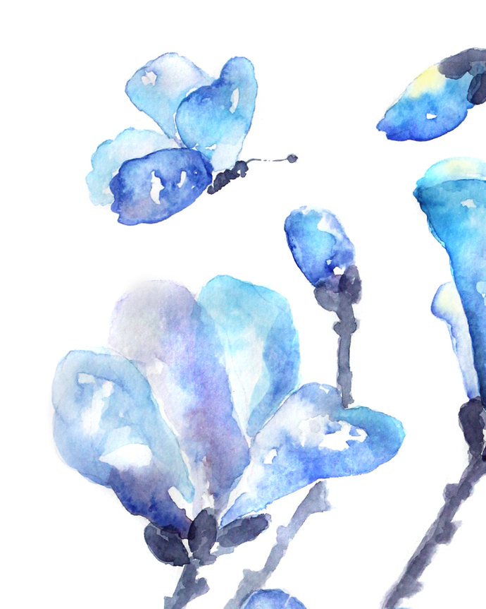 690x863 Magnolia Print, Bedroom Wall Art, Lighthearteddreamer - Flower Art Watercolor