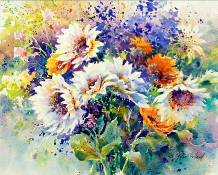 450x361 Painting Flowers With Watercolors, Still Life Paintings, How To - Flower Bouquet Watercolor
