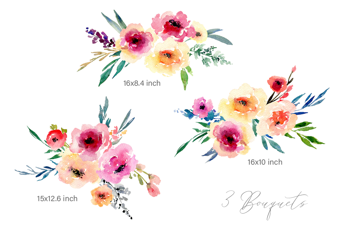 1160x772 Watercolor Flowers Bouquets Png - Flower Bouquet Watercolor