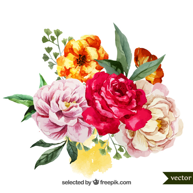 626x626 Watercolor Bouquet Of Flowers Vector Free Download - Flower Bouquet Watercolor