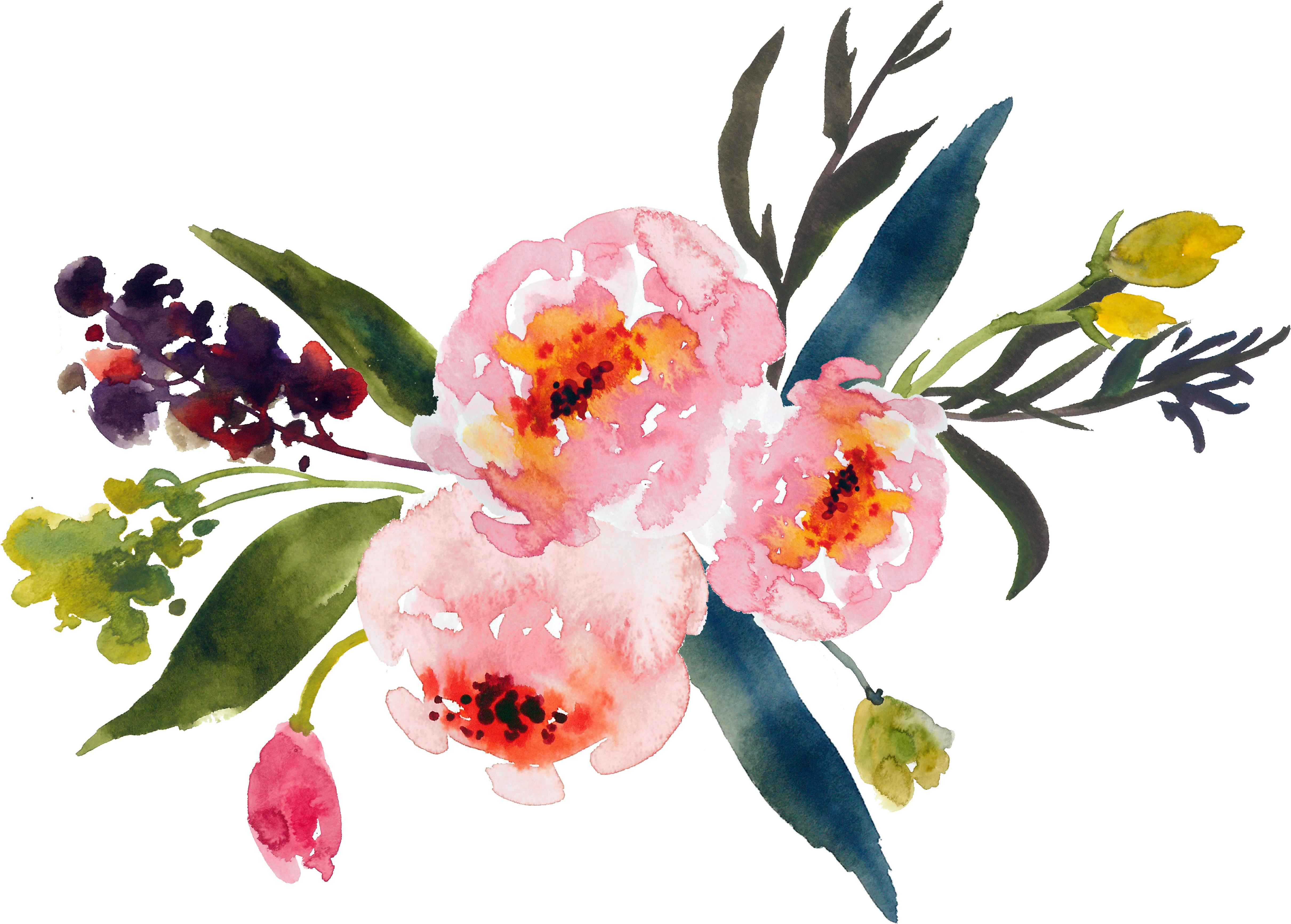 4842x3467 Flower Bouquet Watercolor Painting Clip Art - Flower Bouquet Watercolor