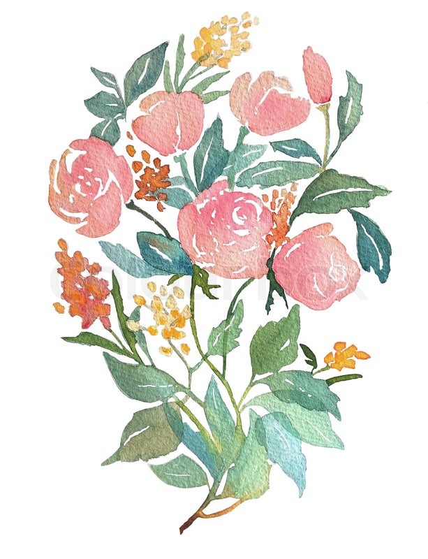 613x800 Flower Bouquet. Perfect For Wedding Invitations, Celebration Cards - Flower Bouquet Watercolor
