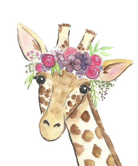 459x550 Giraffe Flower Crown Watercolor Posters By Christierenfro Redbubble - Flower Crown Watercolor