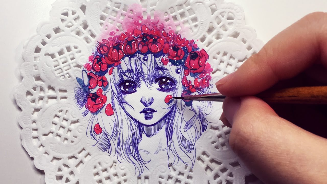 1280x720 Starry Flower Crown - Flower Crown Watercolor