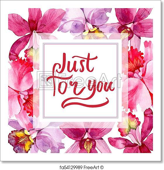561x581 Free Art Print Of Wildflower Pink Orchid Flower Frame In A - Flower Frame Watercolor