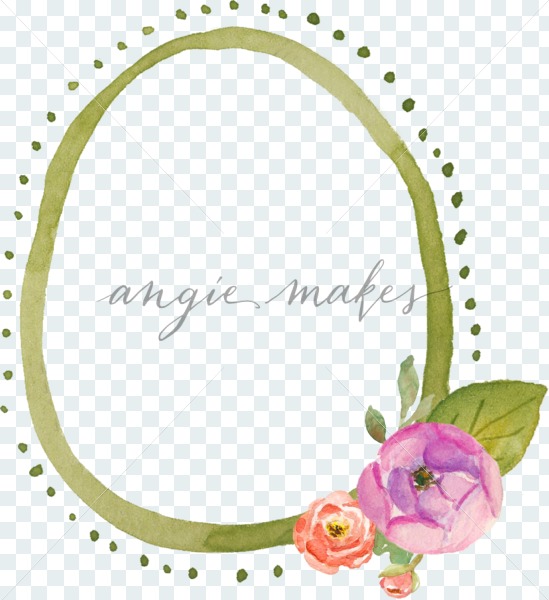 549x600 Cute, Simple Watercolor Flower Frame With Purple Ranunculus - Flower Frame Watercolor