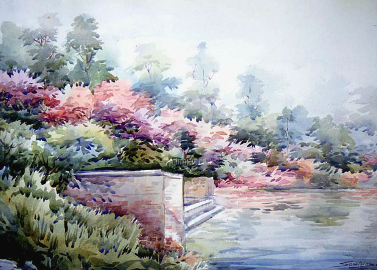 1200x860 Flowers Garden Amp Pond (Samiran Sarkar) - Flower Garden Watercolor
