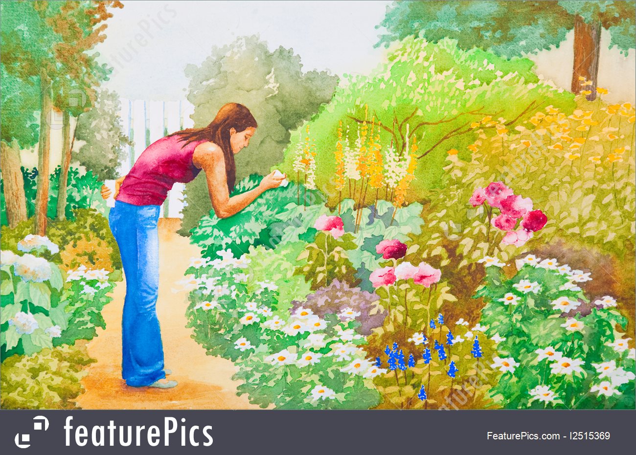 1300x930 Picture Of The Flower Garden - Flower Garden Watercolor