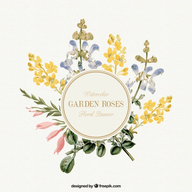 626x626 Watercolor Garden Flowers Banner Vector Free Download - Flower Garden Watercolor