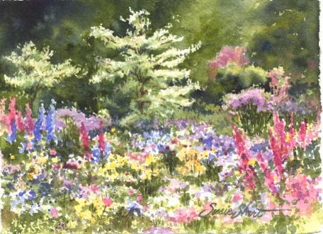 456x331 Watercolor Gardens - Flower Garden Watercolor