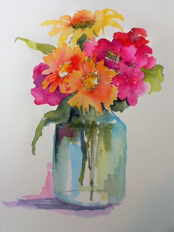 564x751 Flower Vase Watercolor Lovely Watercolors By Marilyn Lebhar Art - Flower Vase Watercolor