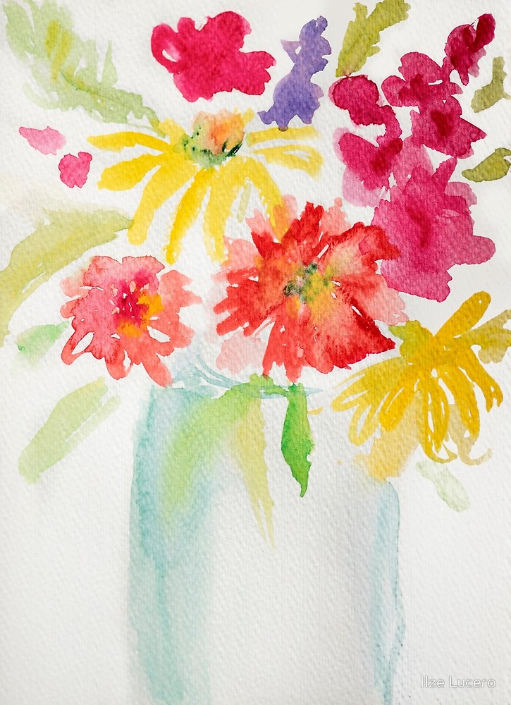 725x1000 Watercolor Flower Vase By Ilze Lucero Redbubble - Flower Vase Watercolor