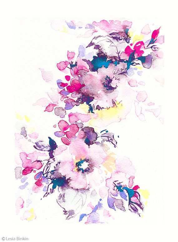 570x773 Flow Painting Luxury Bright Watercolor Flower Art Watercolor - Flower Watercolor Art