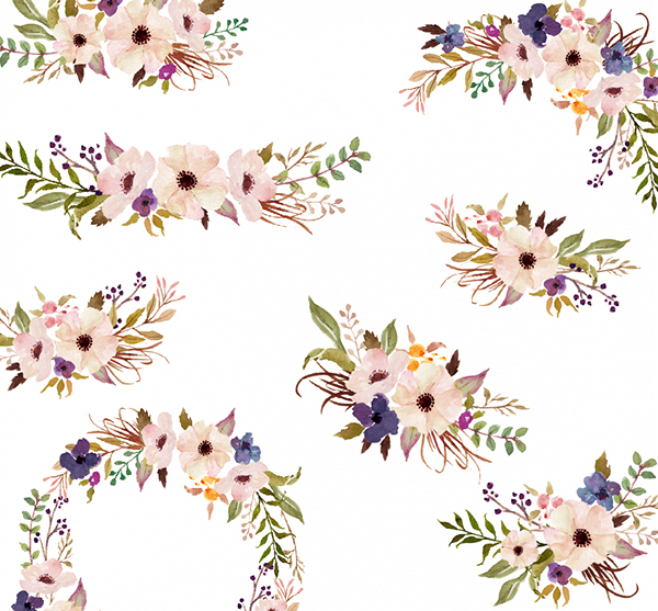 600x557 Watercolor Flower Clip Art Purple Marchindividual Png On Behance - Flower Watercolor Art