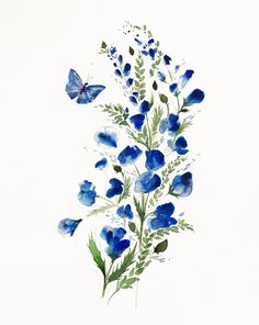 236x296 Delphinium - Flower Watercolor Art