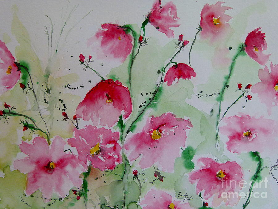 900x675 Modern Style Watercolor Flowers With Watercolor Flower Png - Flower Watercolor Painting For Beginners