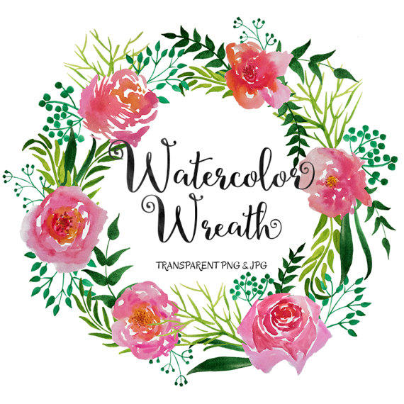 570x570 Watercolor Wreath Clipart Watercolor Floral Watercolor Clipart - Flower Wreath Watercolor