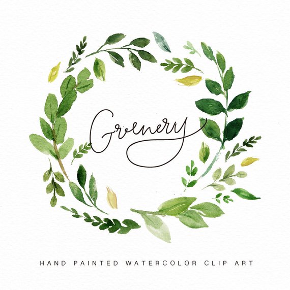 570x571 Watercolor Flower Wreath Clipart Greeneryhand Paintedwedding Etsy - Flower Wreath Watercolor