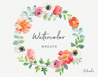 340x270 Watercolor Wreath Etsy - Flower Wreath Watercolor
