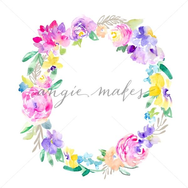 600x600 Colorful Watercolor Flower Wreath - Flower Wreath Watercolor