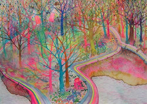 500x354 Fluorescent Watercolor Painting Beautiful! Fluo - Fluorescent Watercolor