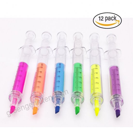 550x550 Jialeey Set Of 12 Pcs Creative Lovely Syringe Highlighter Needle - Fluorescent Watercolor