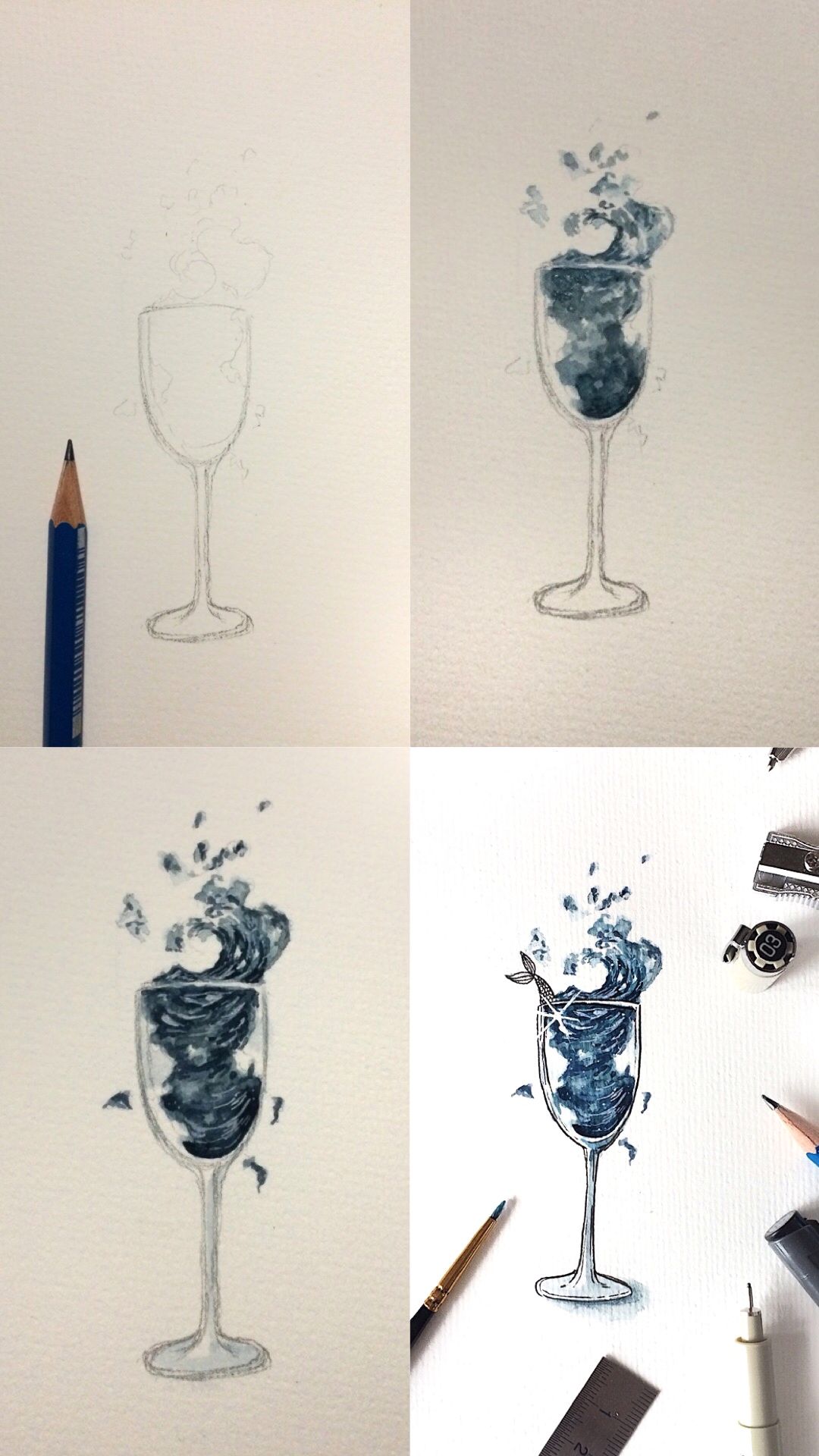 1080x1920 Fish In A Flute Watercolor And Ink Doodle Step By Step Photos Mini - Flute Watercolor