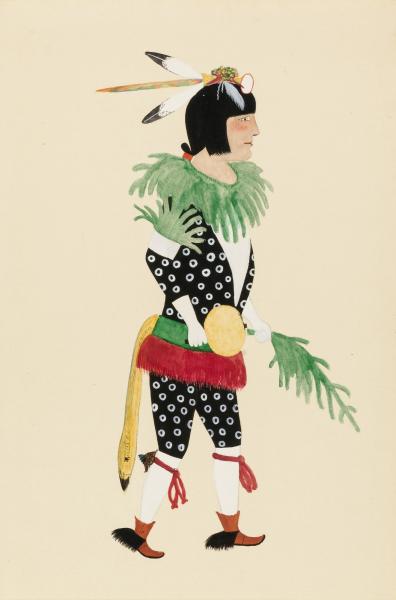 396x600 Flute Dancer Smithsonian American Art Museum - Flute Watercolor