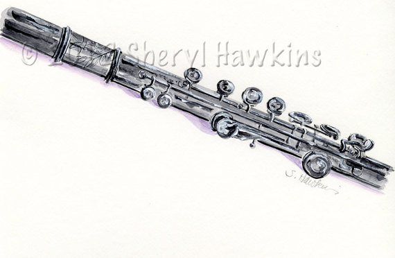 570x372 Flute Watercolor - Flute Watercolor