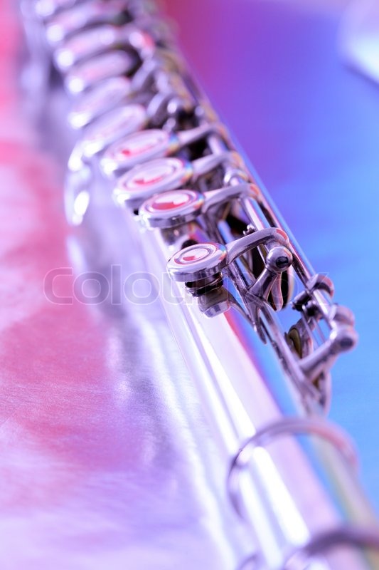 533x800 Purple And Blue Shades On Transverse Flute Closeup Stock Photo - Flute Watercolor