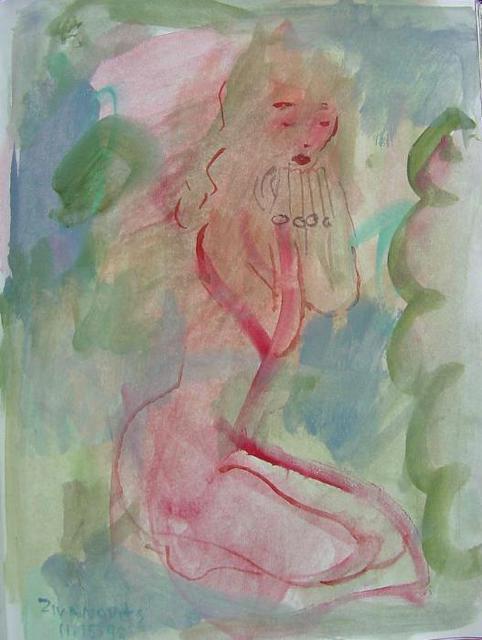 482x640 Dana Zivanovits Artwork Flute Player Original Watercolor - Flute Watercolor
