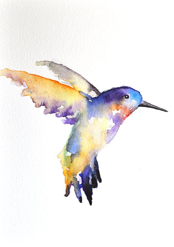 570x809 Original Watercolor Painting - Flying Bird Watercolor
