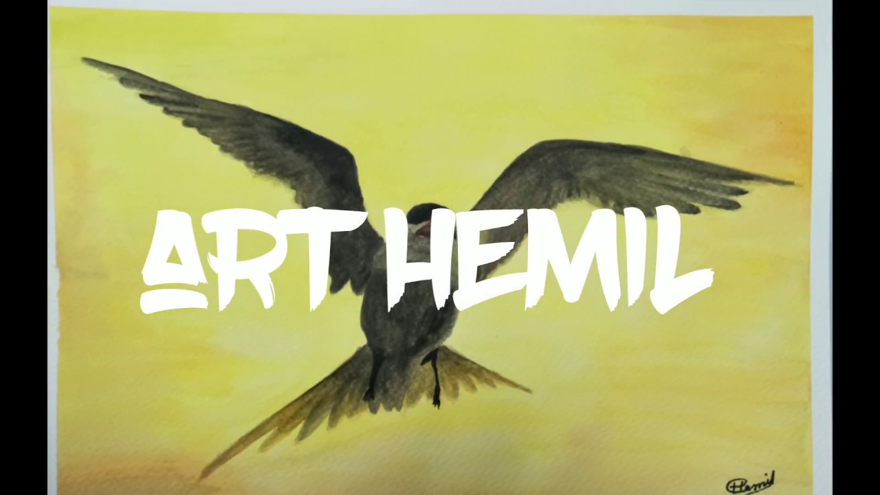 1280x720 Sunset Flying Bird Watercolor Painting - Flying Bird Watercolor