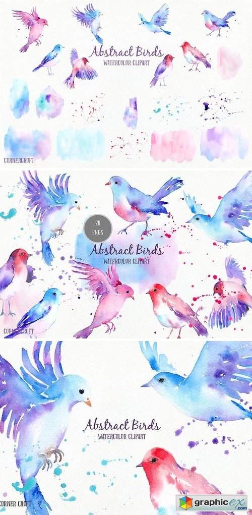 500x1021 Watercolor Abstract Flying Birds Free Download Vector Stock - Flying Bird Watercolor