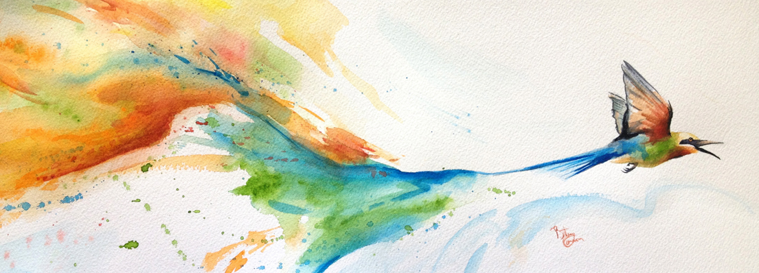 1105x398 Bethany Cannon Art Studios Watercolor - Flying Bird Watercolor