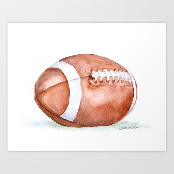 700x700 Football Watercolor Art Print By Susanwindsor Society6 - Football Watercolor