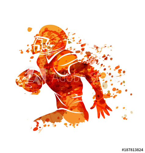 475x500 Vector Watercolor Silhouette American Football Player - Football Watercolor