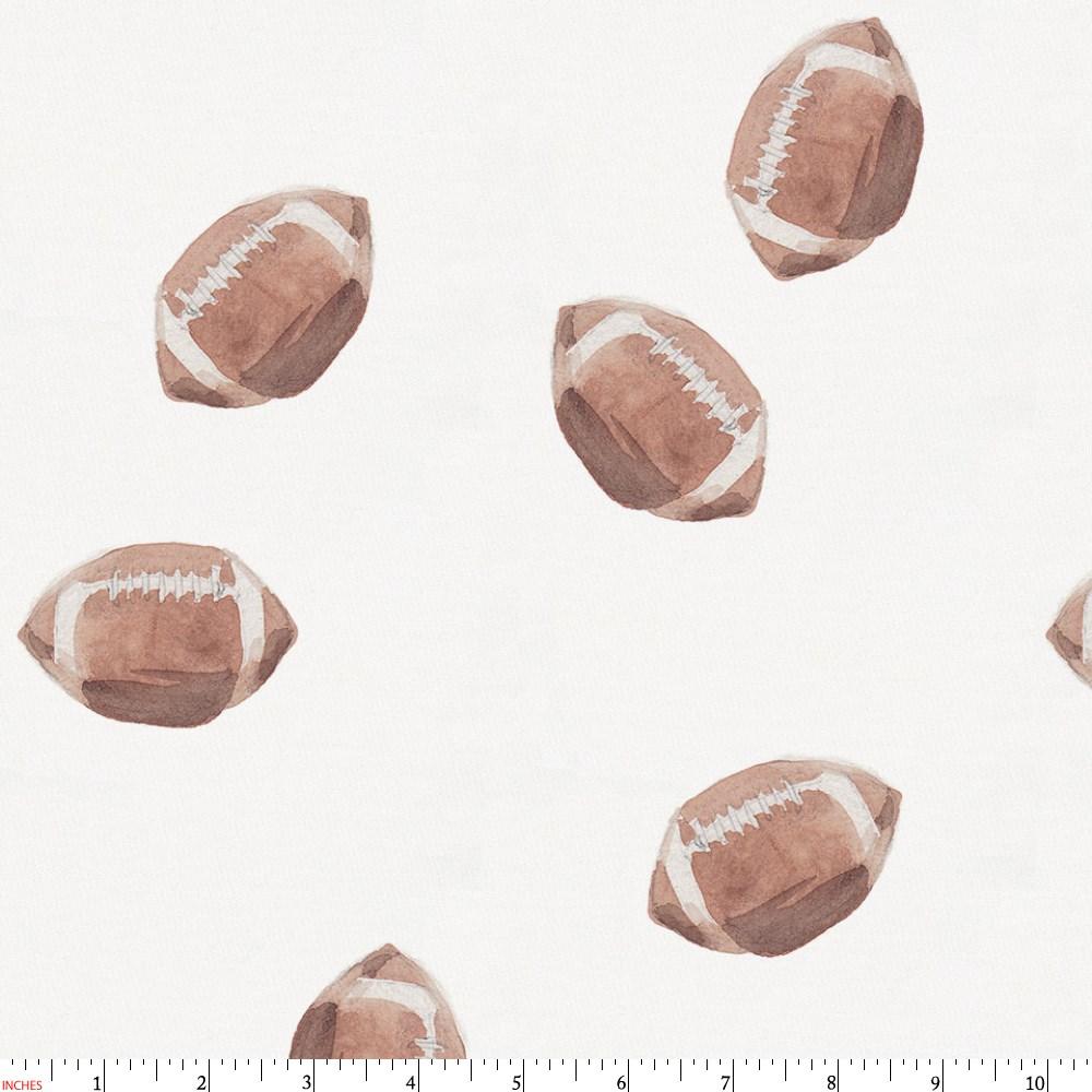 1000x1000 Watercolor Football Fabric By The Yard Antique White Fabric - Football Watercolor
