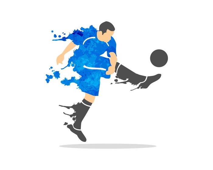 700x560 Vector Illustration Of Soccer (Football) Player In An Action With - Football Watercolor