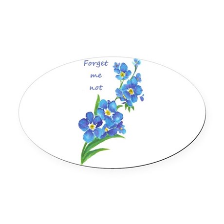 460x460 Forget Me Not Watercolor Flower Amp Quote Oval Car M By Barkettc - Forget Me Not Watercolor