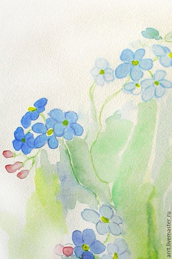 600x900 Picture Forget Me Nots Watercolor 10kh15 Cm Shop Online On - Forget Me Not Watercolor
