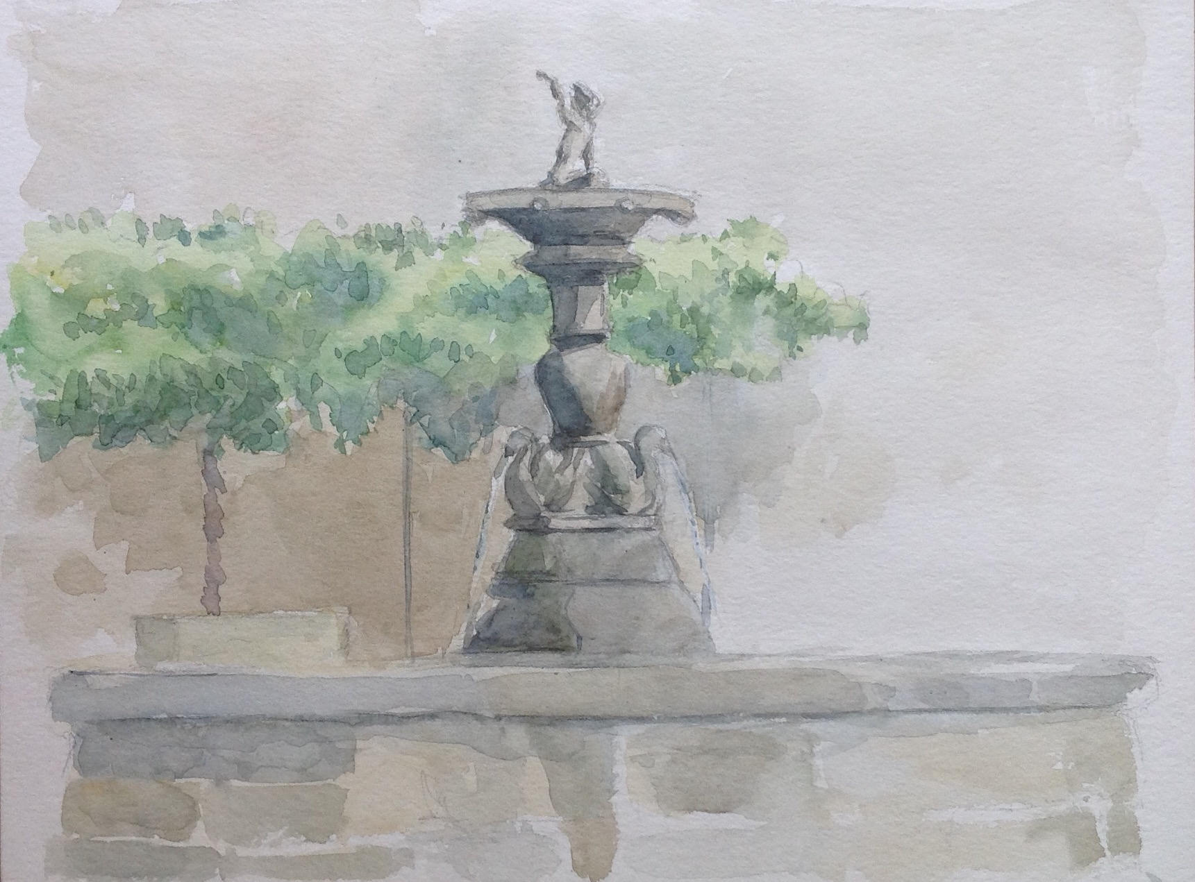 1721x1271 Fountain Ste Cecile Les Vines Fountain Watercolor Watercolor Etsy - Fountain Watercolor
