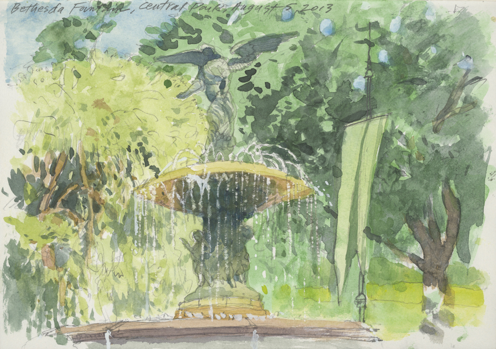 1024x720 Bethesda Fountain John Thompson Paintings - Fountain Watercolor