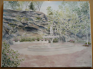 300x223 Dorian Lee Remine, Fountain Watercolor Serene Landscape New - Fountain Watercolor