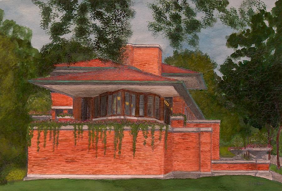 900x609 Frank Lloyd Wright Robie House Painting By Jacob Stempky - Frank Lloyd Wright Watercolor
