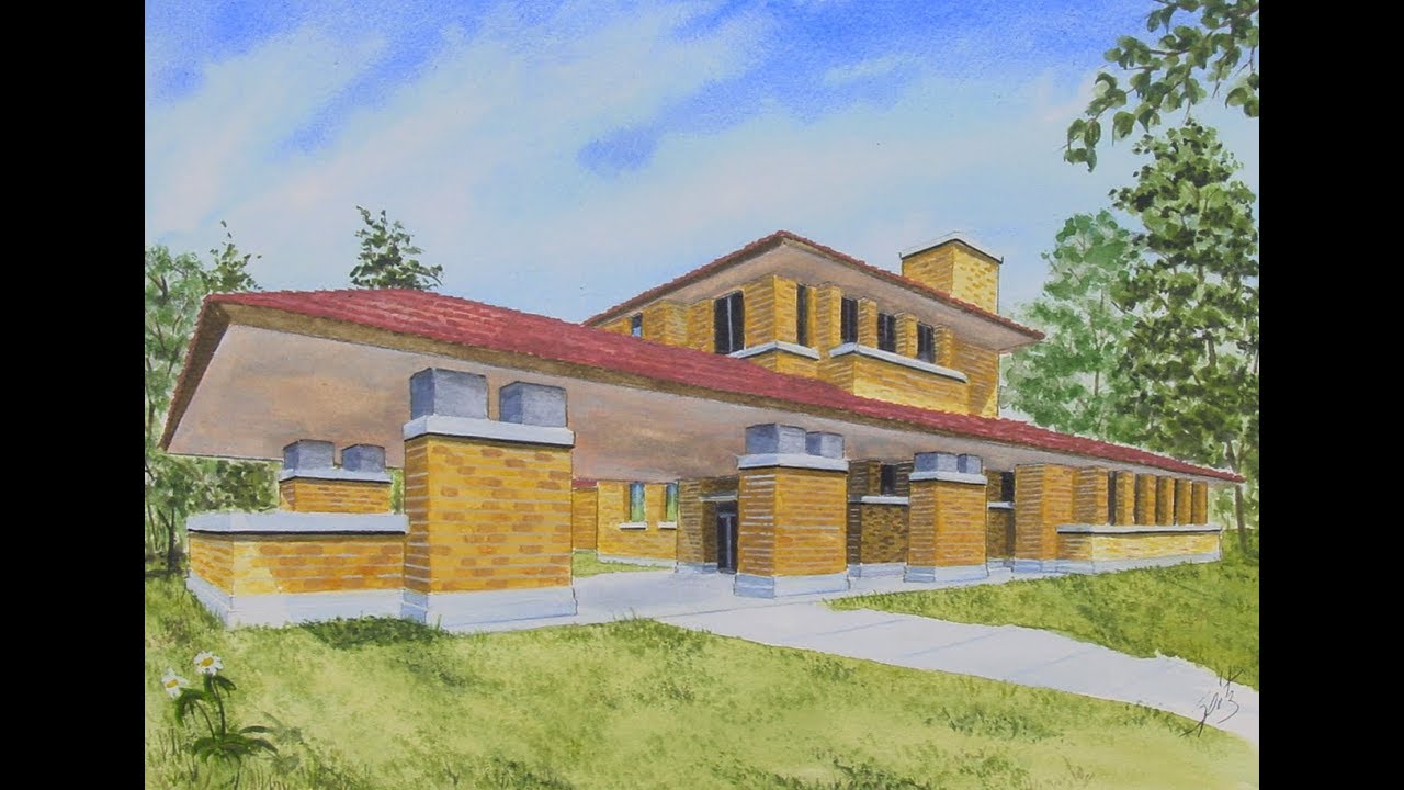 1280x720 Frank Lloyd Wright Home Watercolor - Frank Lloyd Wright Watercolor