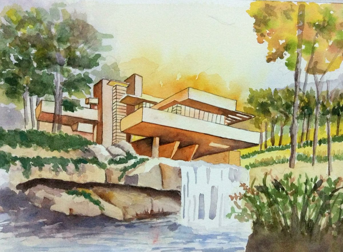 1200x882 Jacqui M. Tan On Twitter Saw This Painting On Google And I Like - Frank Lloyd Wright Watercolor
