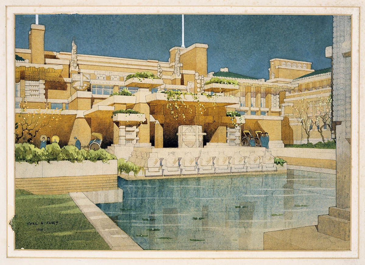 1200x871 Tokyo Imperial Hotel - Frank Lloyd Wright Watercolor