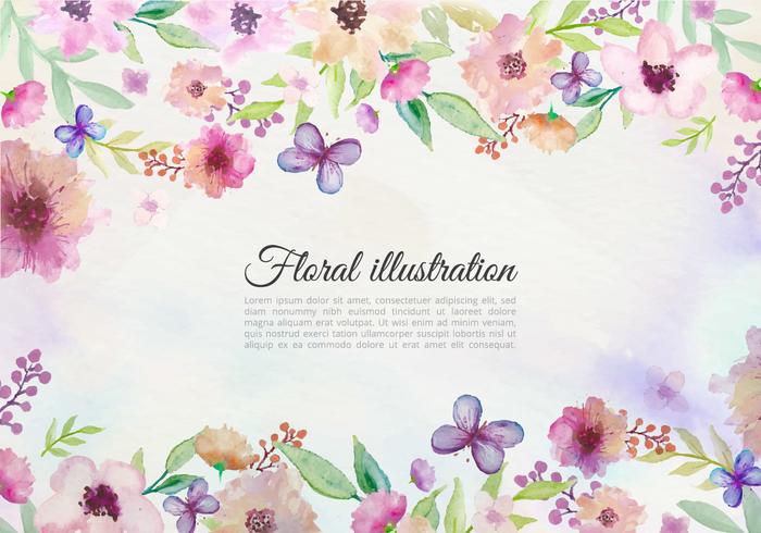 700x490 Vector Watercolor Background With Painted Flowers And Butterfly - Free Floral Watercolor Background