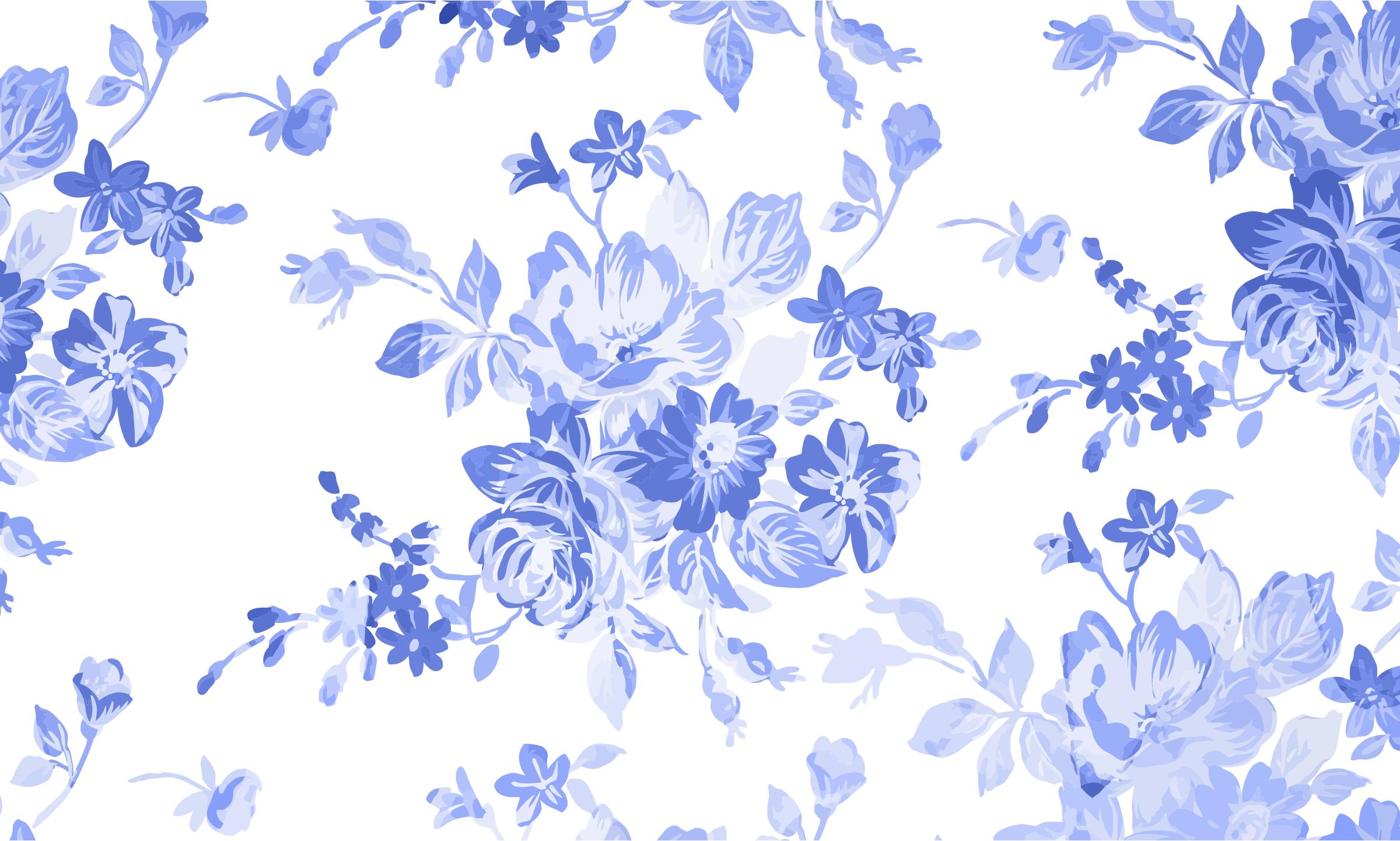 2400x1442 Blue Floral Watercolor Background Icons Png - Free Floral Watercolor Background